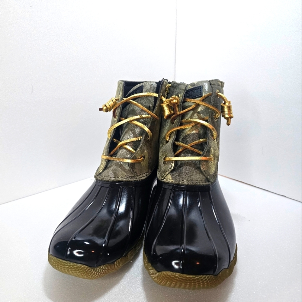 Sperry Women's Saltwater Metallic Camo Duck Boot Size 8